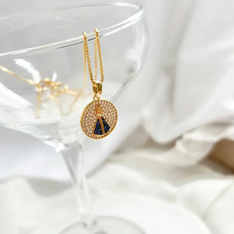 COLAR MEDALHA CRAVEJADA NOSSA SENHORA DE APARECIDA