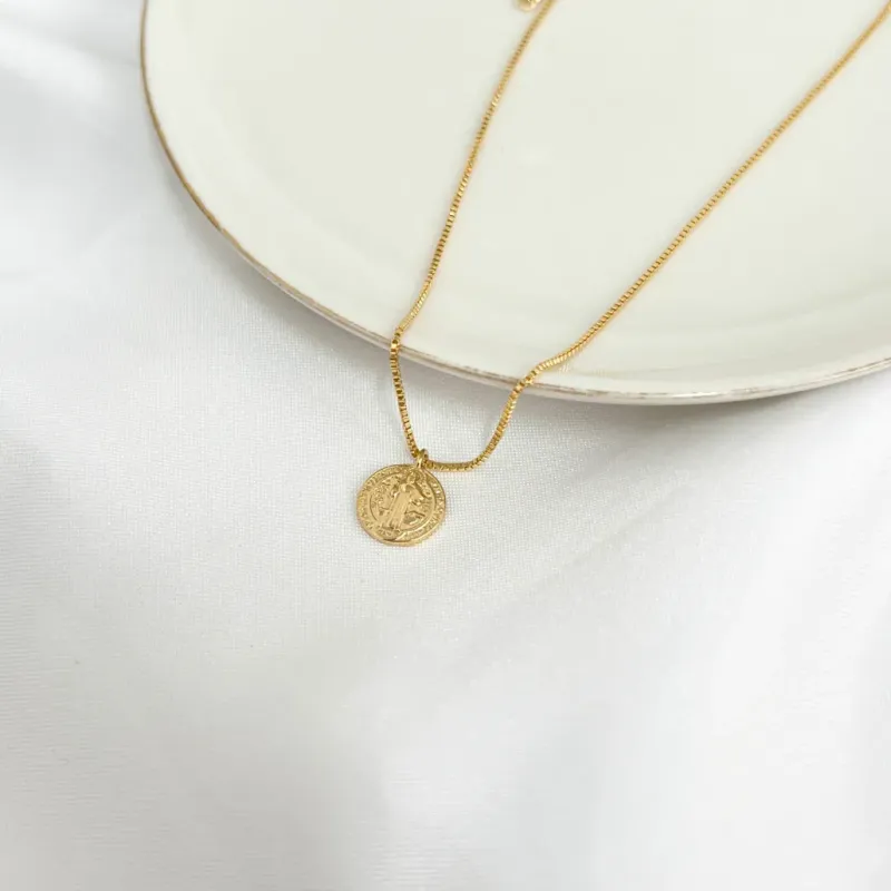 COLAR MINI MEDALHA SÃO BENTO 1CM