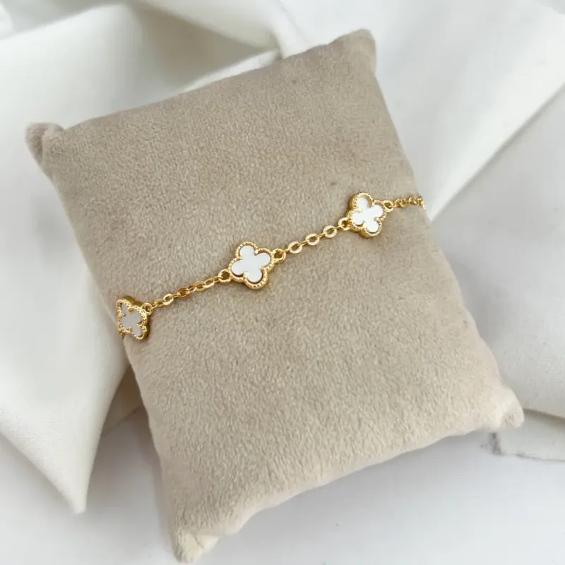 PULSEIRA 5 MINI TREVOS - MADRE PÉROLA