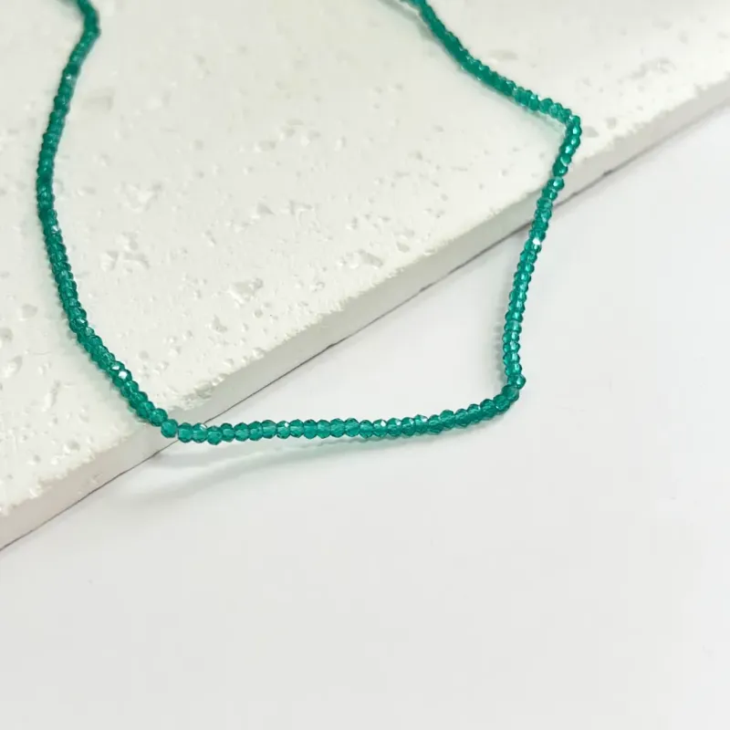 COLAR CRISTAL VERDE 35CM + 5CM EXTENSOR