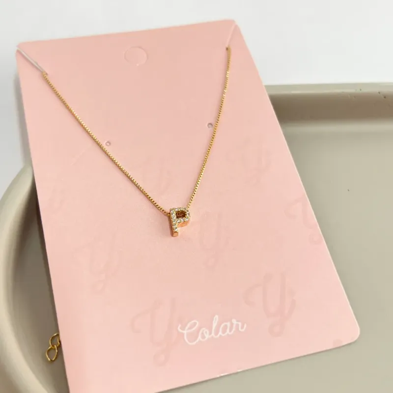 COLAR MINI LETRA CRAVEJADA MICRO ZIRCONIAS - P