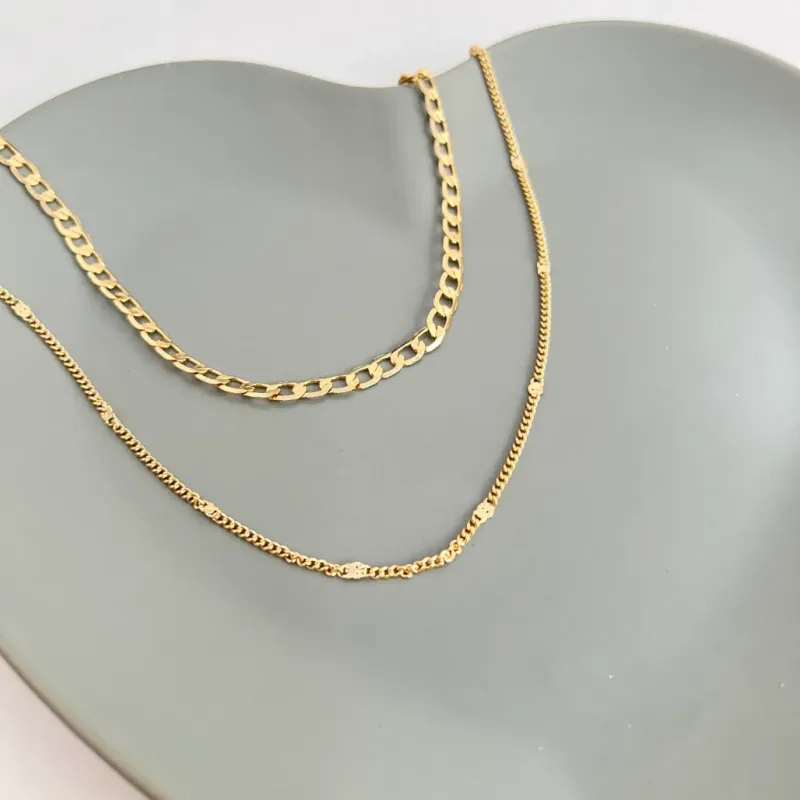 COLAR DUPLO DE CHOKER GRUMET E FININHA 40CM E 50CM