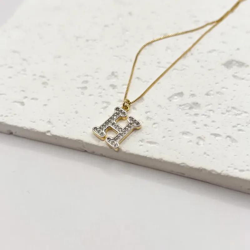 COLAR LETRA MICRO ZIRCONIA - H