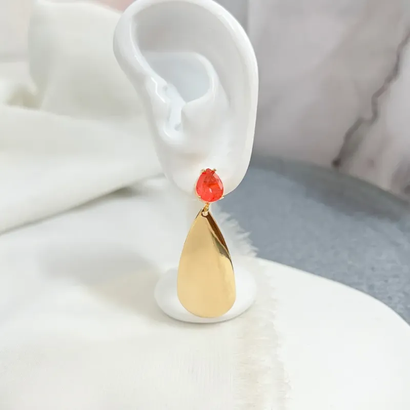 BRINCO PEDRA GOTA E CHAPA
