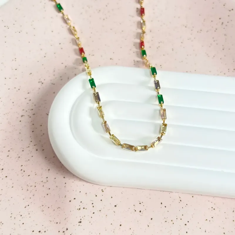 COLAR CHOKER BAGUETES COLORIDAS 45CM