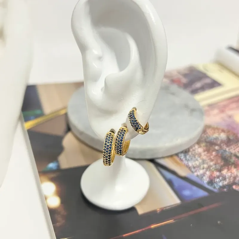 TRIO ARGOLA ARTICULADA MICRO ZIRCONIA SAFIRA