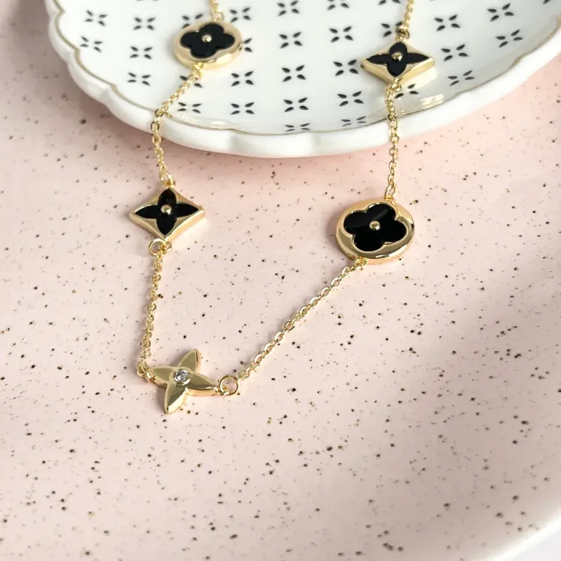 COLAR INPIRAÇÃO LOUIS VUITTON - MADRE PÉROLA PRETA