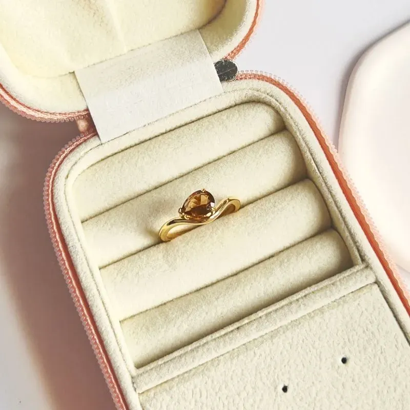 ANEL GOTA ZIRCONIA MARRON