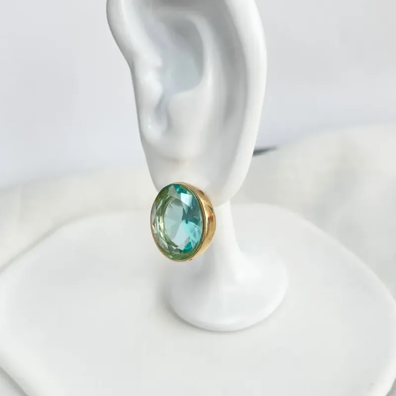 BRINCO OVAL PEDRA ACQUA
