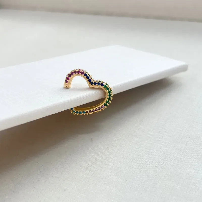 PIERCING CORAÇÃO MICRO ZIRCONIAS MULTICOLOR