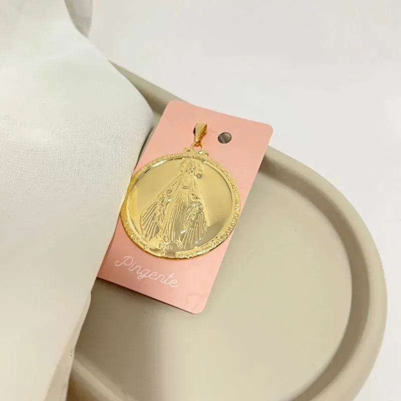 PINGENTE MEDALHA REDONDA NOSSA SENHORA DAS GRAÇAS