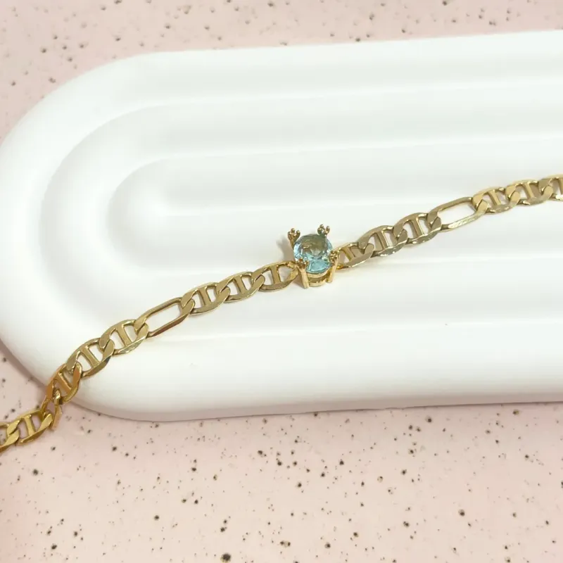 PULSEIRA ELOS DIFERENCIADOS COM UMA PEDRA ACQUA