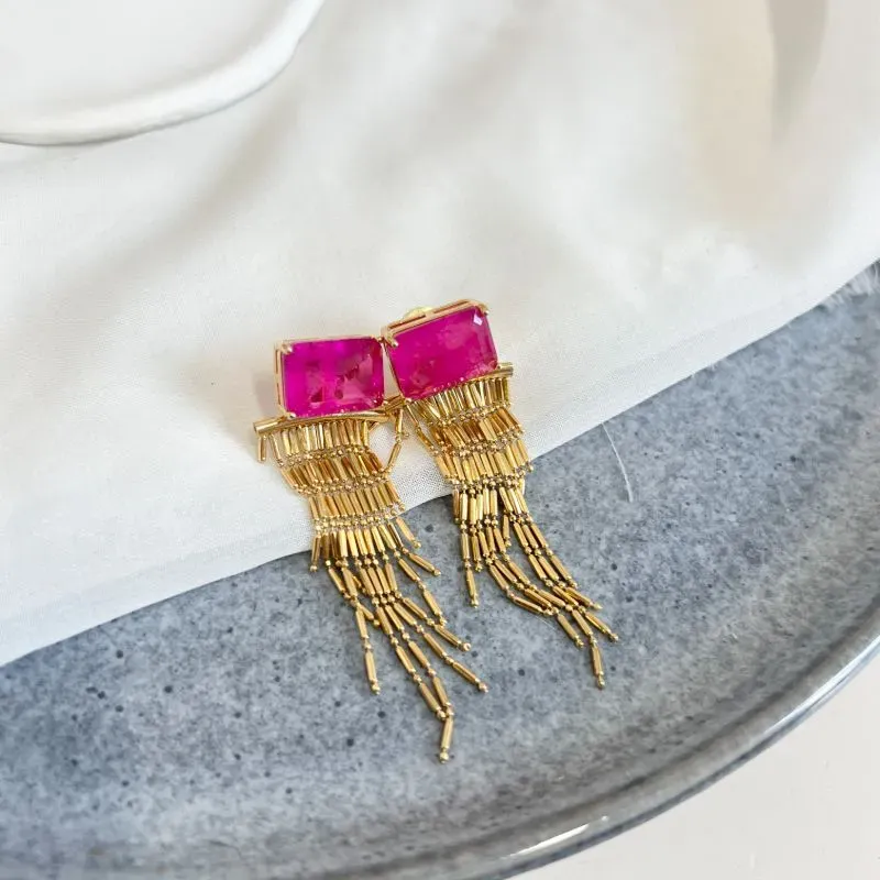 BRINCO FRANJA COM PEDRA FUSION PINK