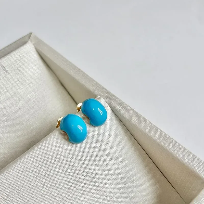 BRINCO MEIA LUA RESINADA - AZUL