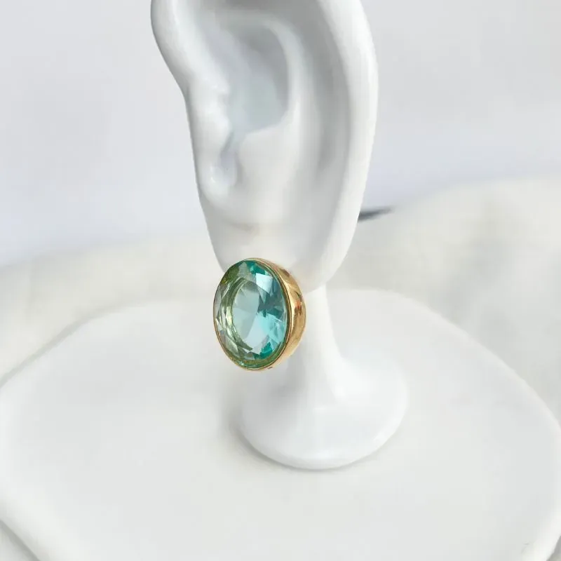 BRINCO OVAL PEDRA ACQUA