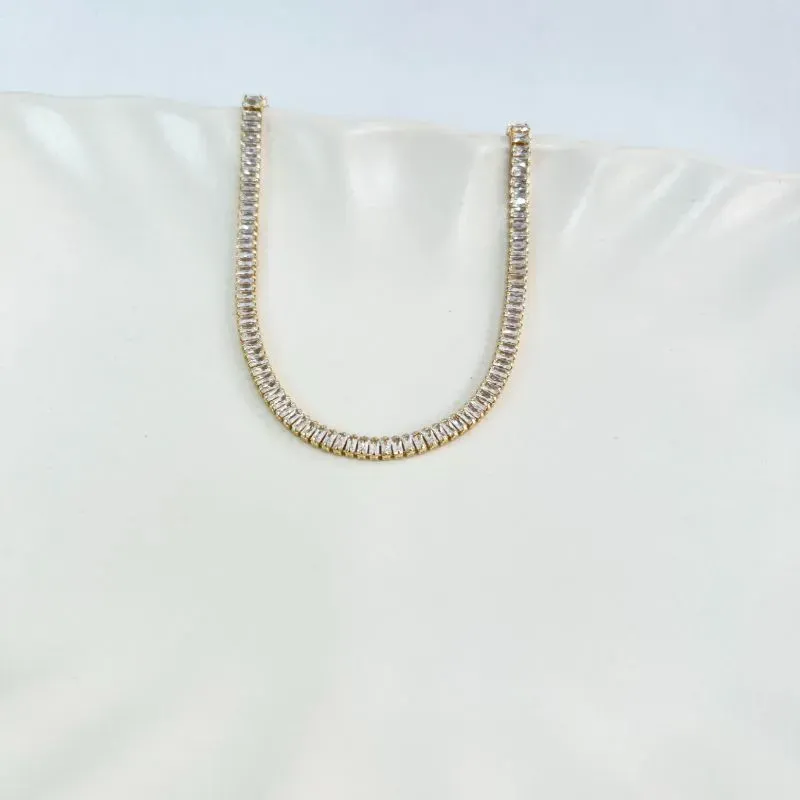 COLAR RIVIERA BAGUETE COM FECHO RELÓGIO 45CM