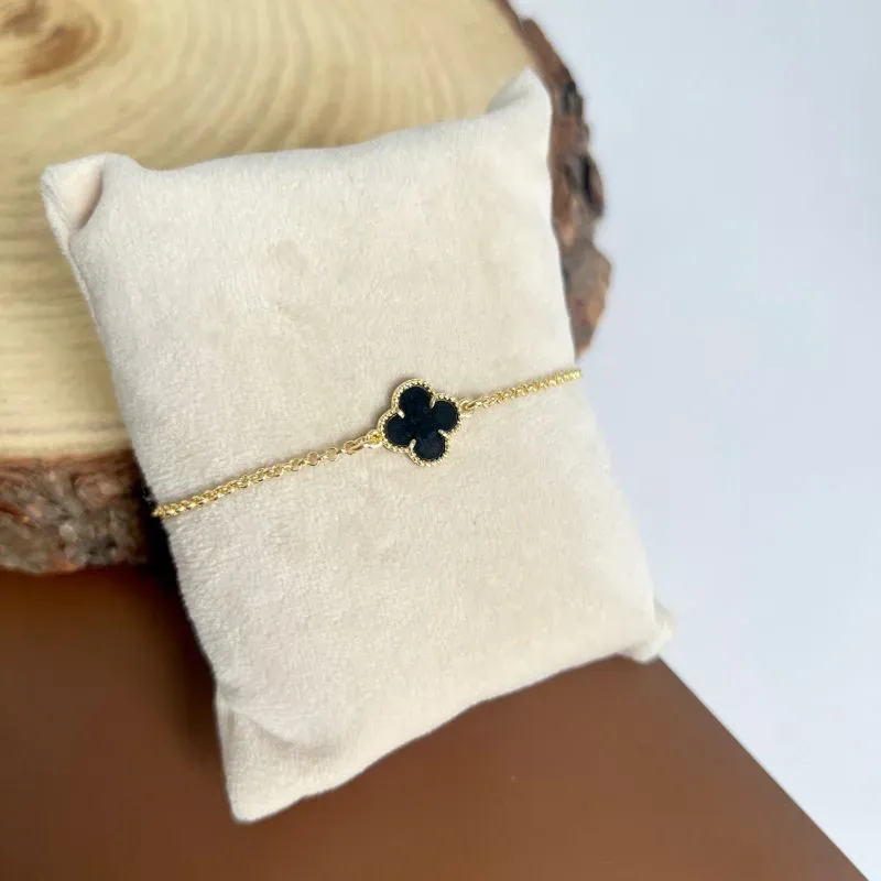 PULSEIRA MINI TREVO PRETO ACRÍLICO