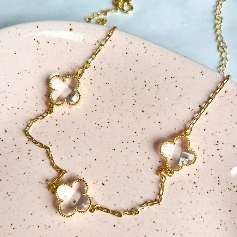 COLAR CHOKER 3 TREVOS CRISTAL 40CM