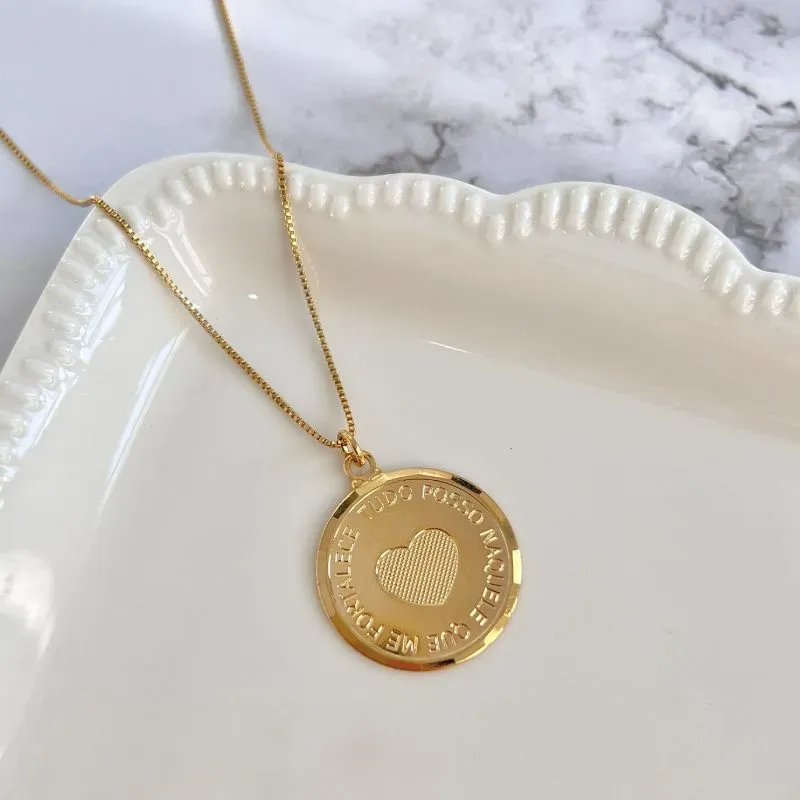 COLAR MEDALHA TUDO POSSO NAQUELE QUE ME FORTALECE