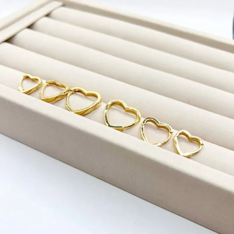 TRIO BRINCO ARGOLA ARTICULADA CORAÇÃO LISO