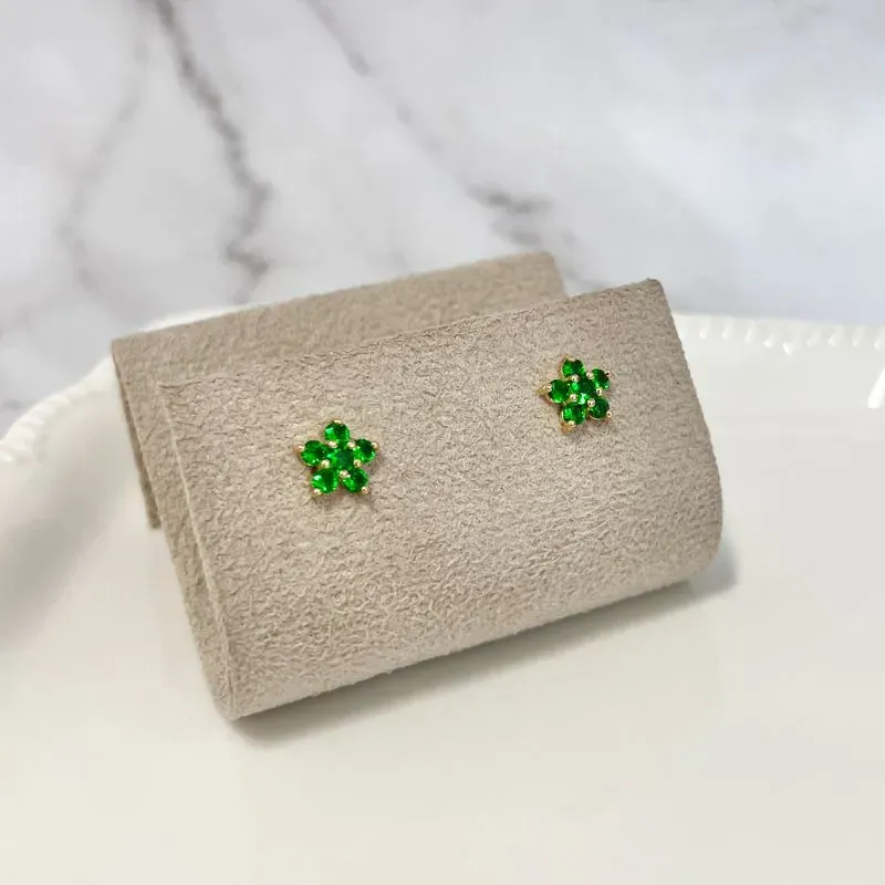 BRINCO FLOR ZIRCONIAS VERDE ESMERALDA