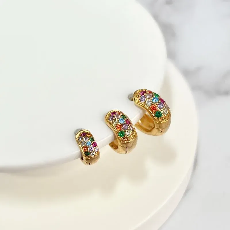 TRIO DE ARGOLA LARGA MULTICOLOR (BR2037 - BR2036 -BR2035)