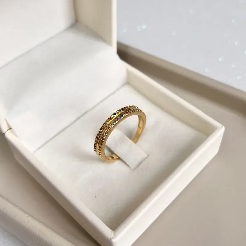 ANEL 2 FILEIRAS DE ZIRCONIAS COLORIDAS