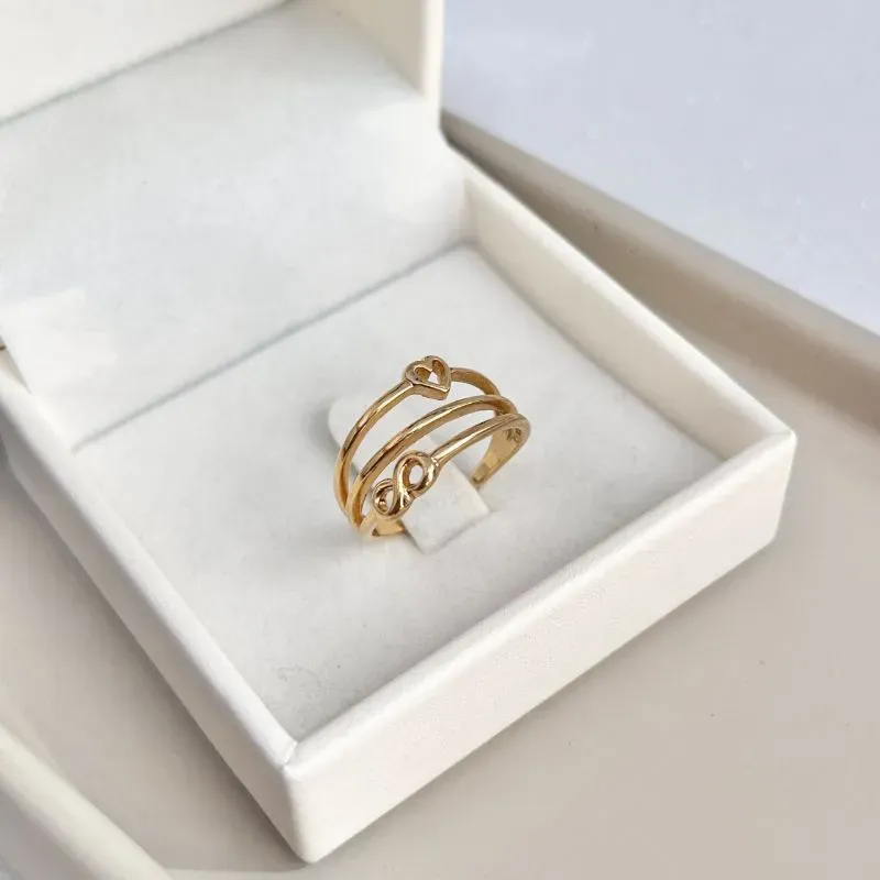 ANEL 3 FIOS CORAÇÃO E INFINITO