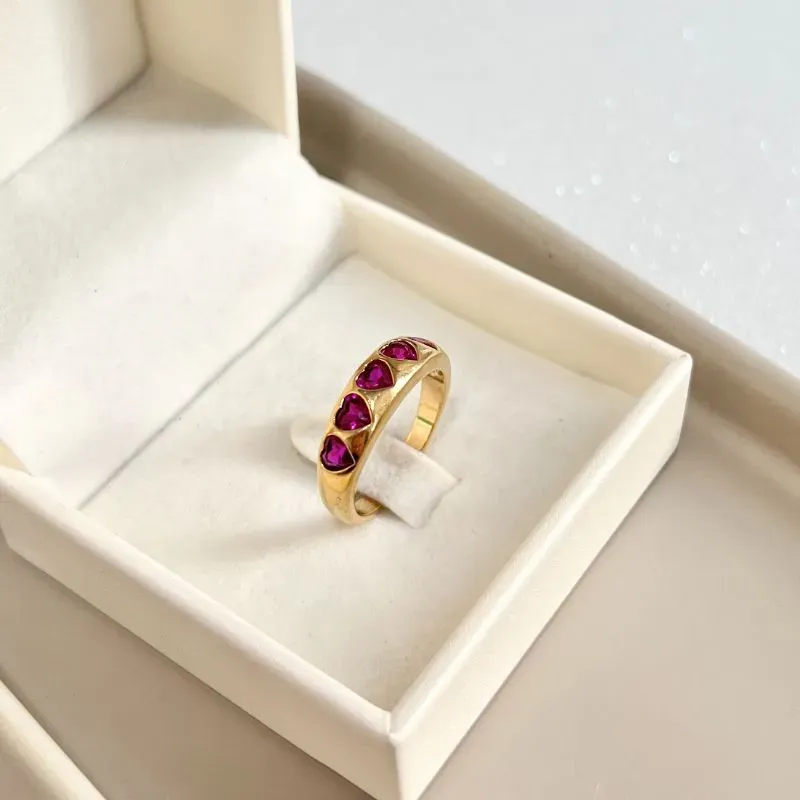 ANEL 5 CORAÇÕES PINK