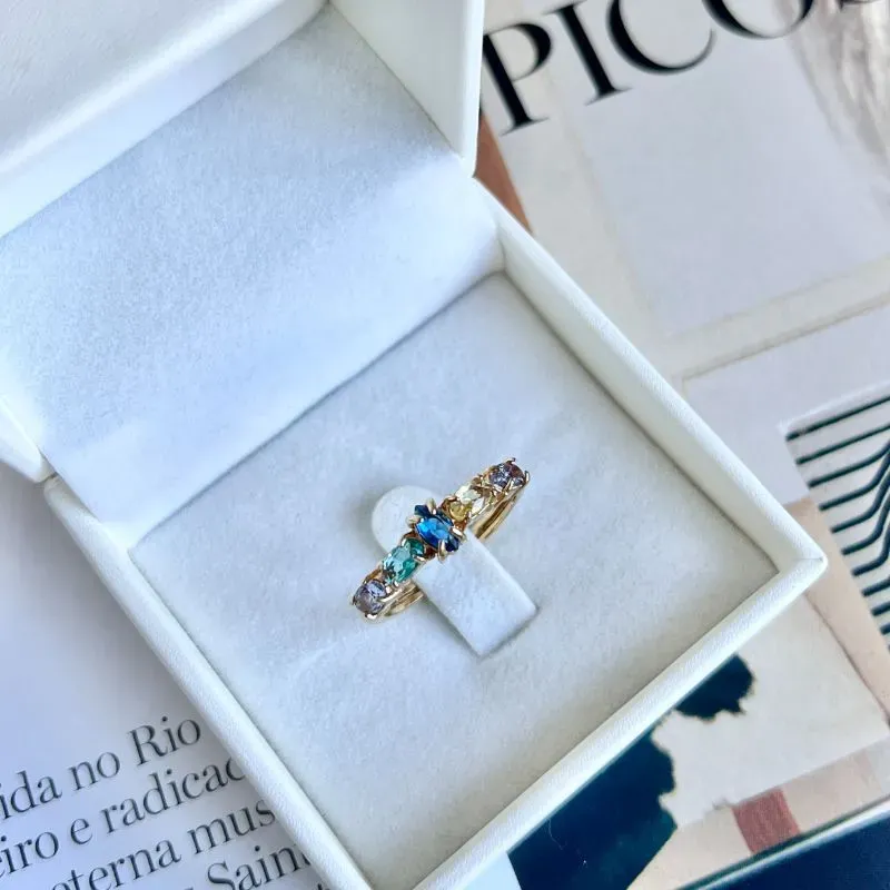 ANEL 5 PEDRAS COLORIDAS