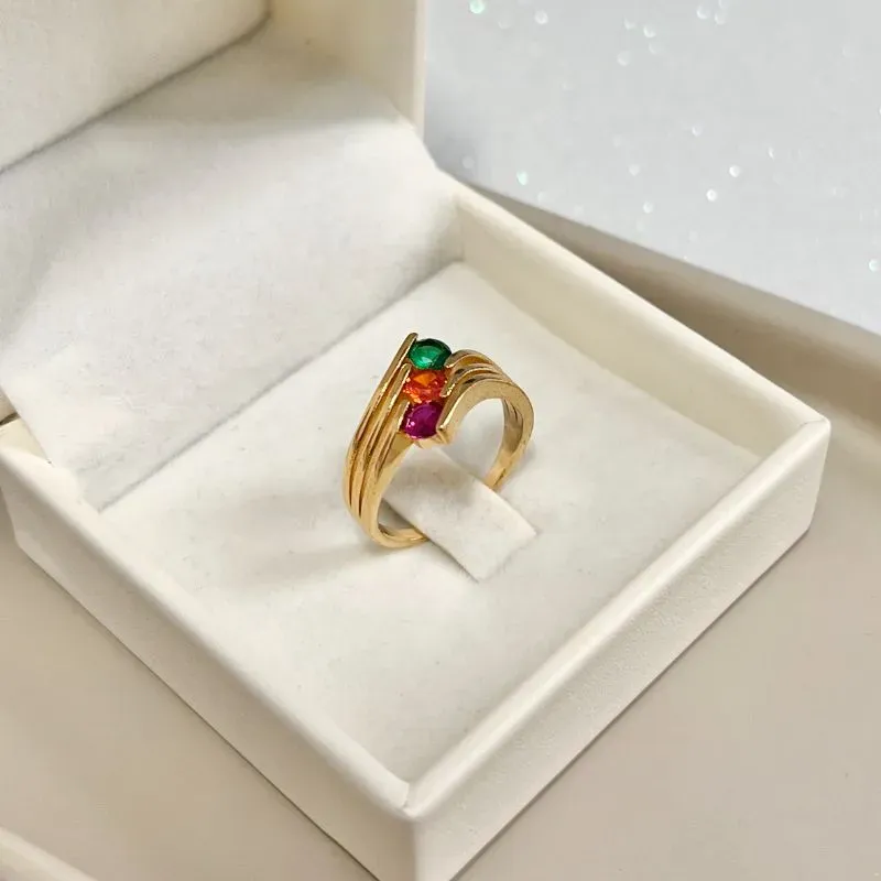 ANEL FIOS COM 3 PEDRAS COLORIDAS