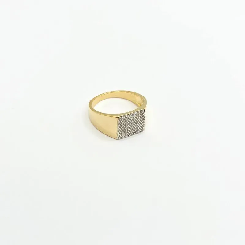 ANEL QUADRADO RETO EM MICRO ZIRCONIAS