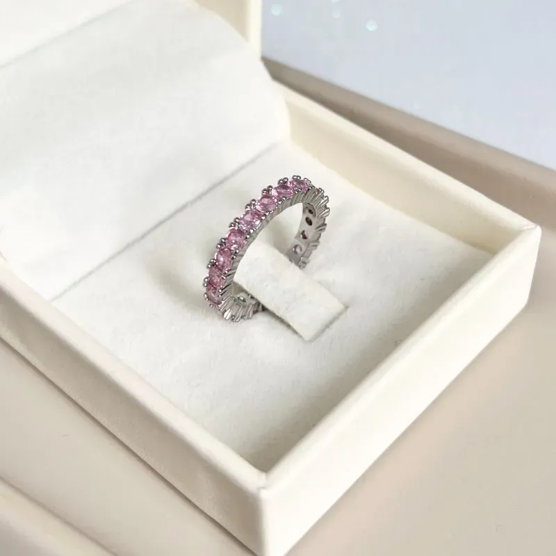 ANEL TODO EM ZIRCONIAS ROSA 3MM