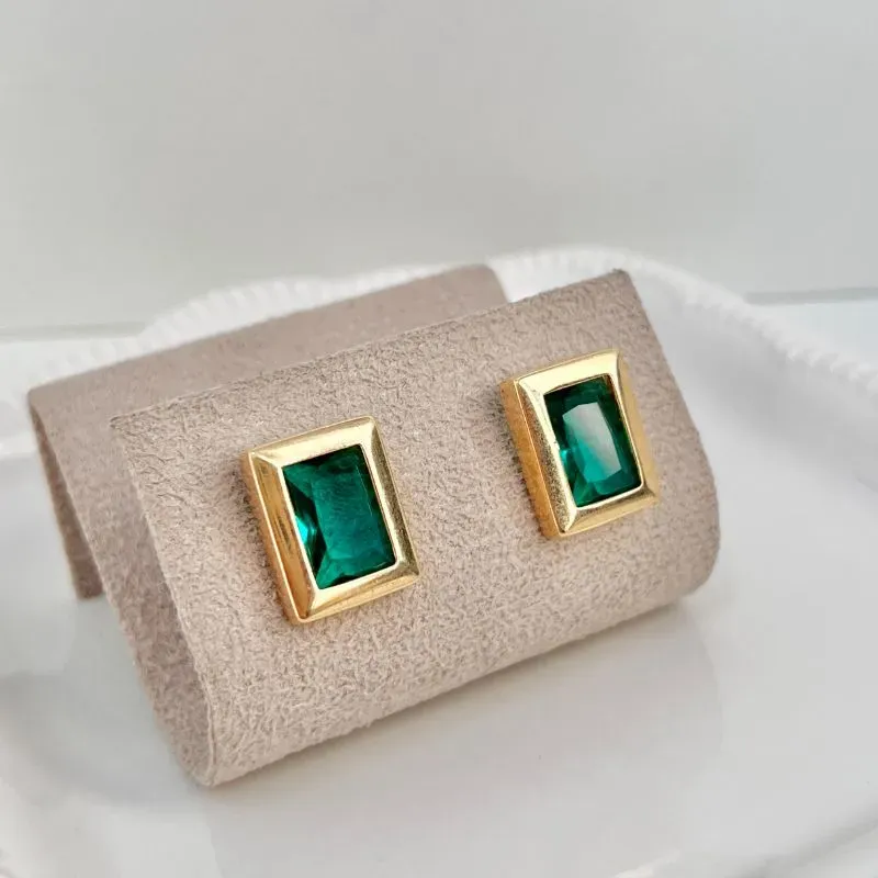 BRINCO QUADRADO GRANDE PEDRA TURMALINA