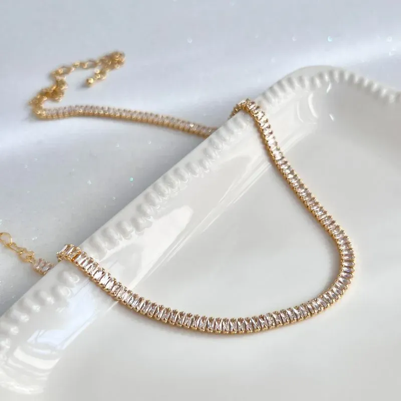 COLAR CHOKER RIVIERA BAGUETES 4MM 40CM