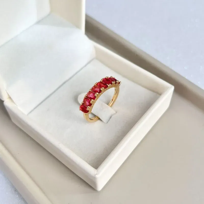 ANEL 8 ZIRCONIAS OVAIS - RUBI