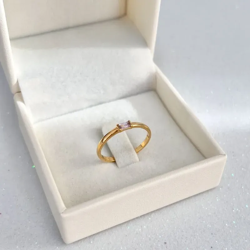 ANEL MICRO PEDRA RETANGULAR - ROSINHA