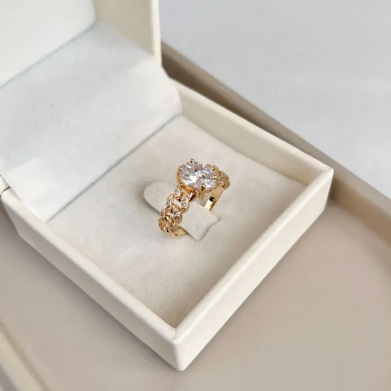 ANEL PEDRA OVAL E ARO DE ELO GRUME