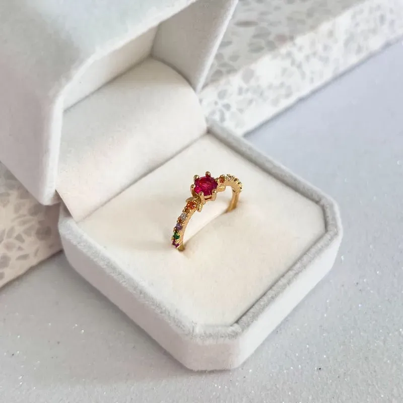 ANEL SOLITÁRIO PEDRAS COLORIDAS