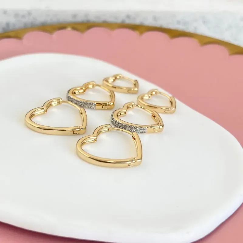 TRIO ARGOLA ARTICULADA CORAÇÃO SENDO A MÉDIA CRAVEJADA