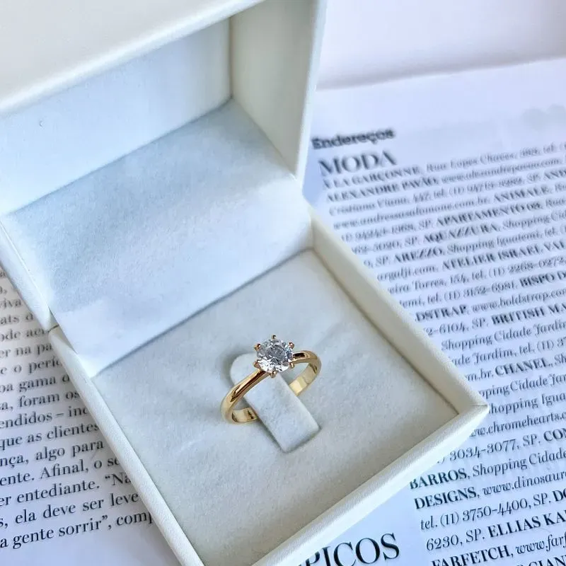 ANEL SOLITÁRIO PEDRA 6MM