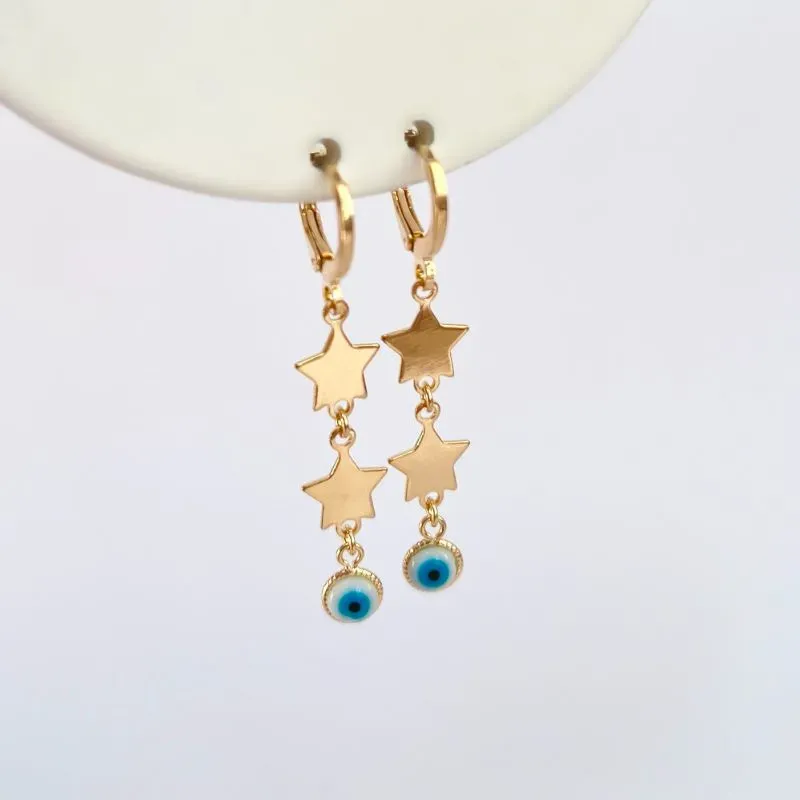 BRINCO ARGOLA CLICK ESTRELA E OLHO GREGO