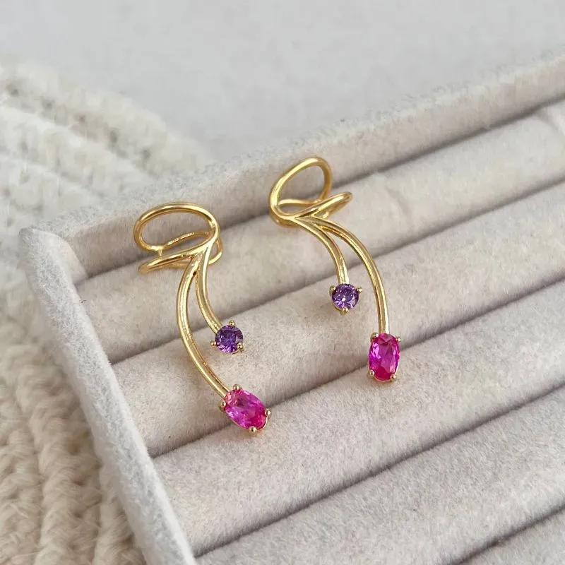 BRINCO EAR CUFF 2 PEDRAS COM PIERCING FAKE