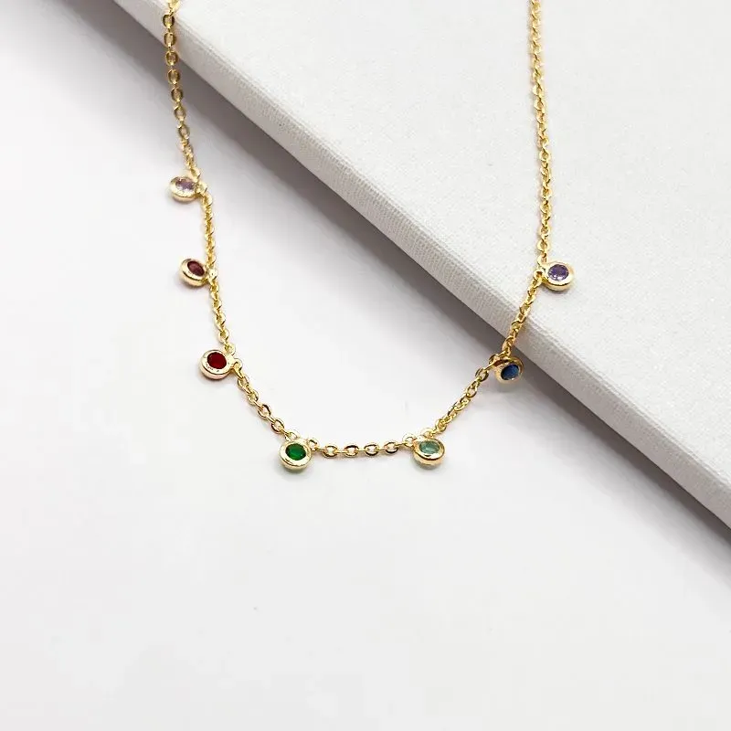 COLAR CHOKER 7 MINI PEDRAS COLORIDAS 35CM+10CM EXTENSOR