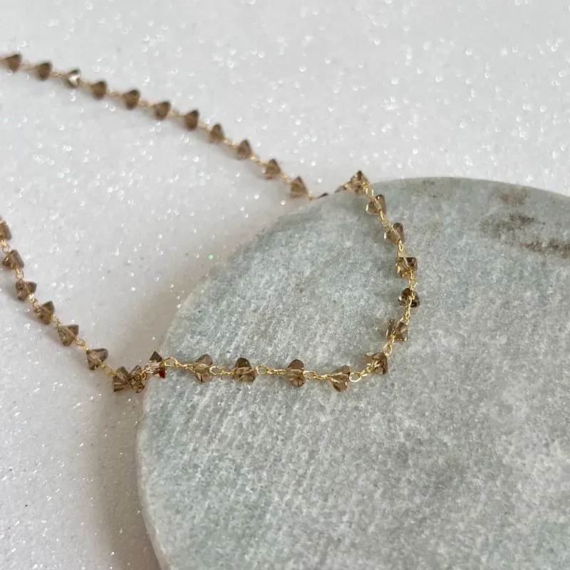 COLAR CHOKER CRISTAIS FUMÊ 40CM