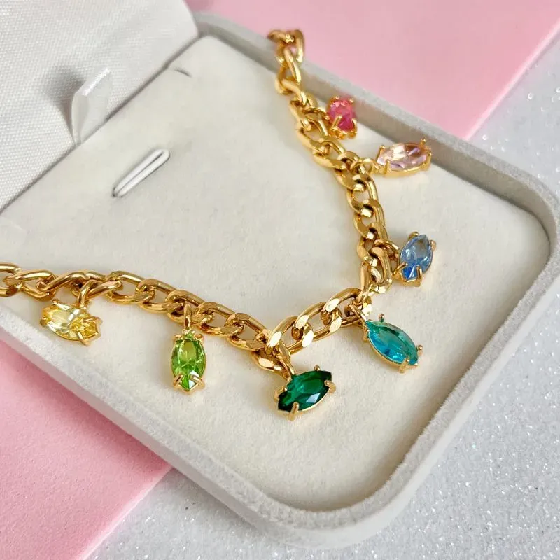 COLAR ELO GRUMET COM PEDRAS 50CM