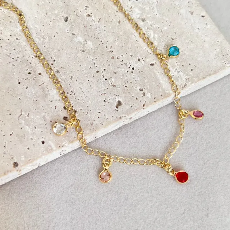 TORNOZELEIRA TIFFANY PEDRAS COLORIDAS