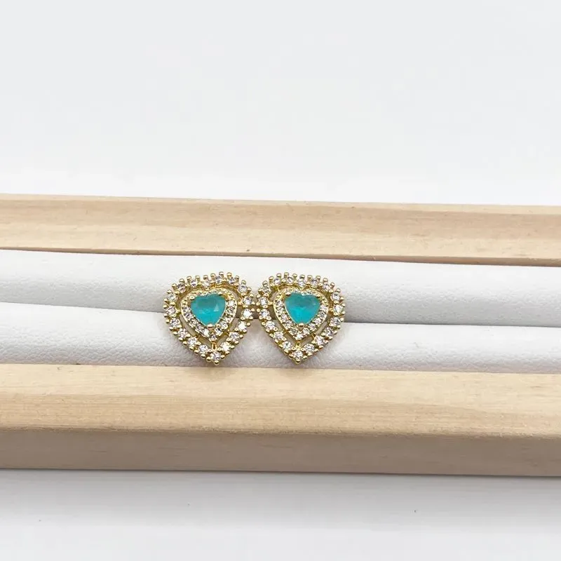 BRINCO CORAÇÃO PEDRA TURMALINA LEITOSA