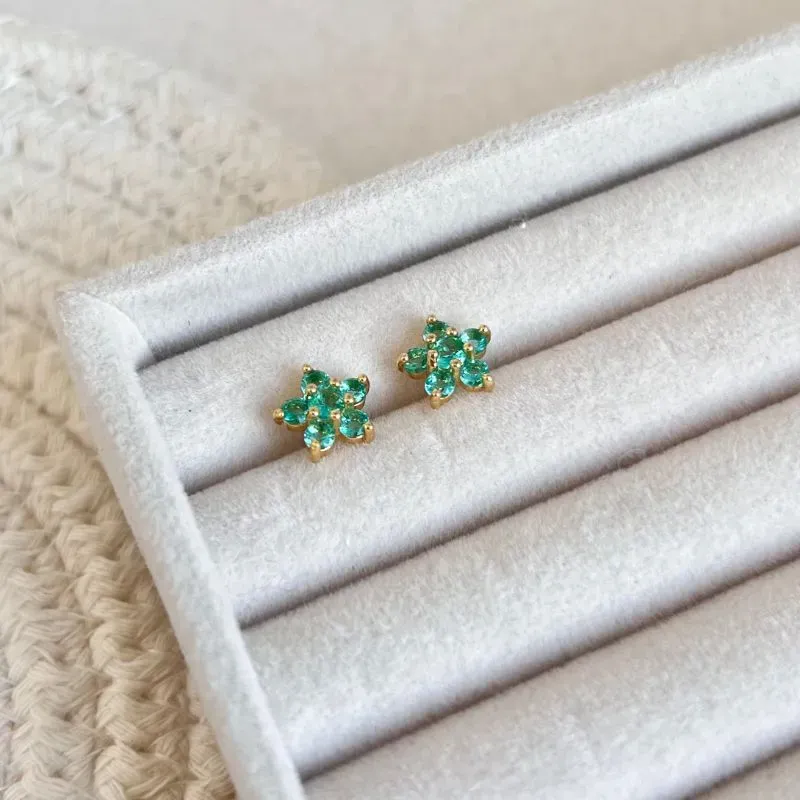 BRINCO FLOR ZIRCONIAS TURMALINA