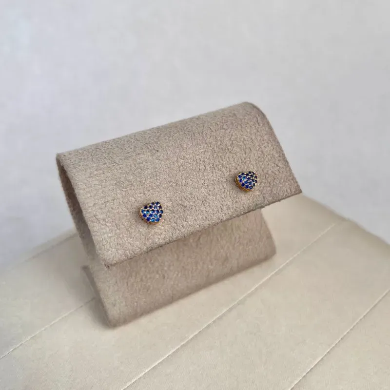 BRINCO PINO CORAÇÃO MICRO ZIRCONIAS AZUL